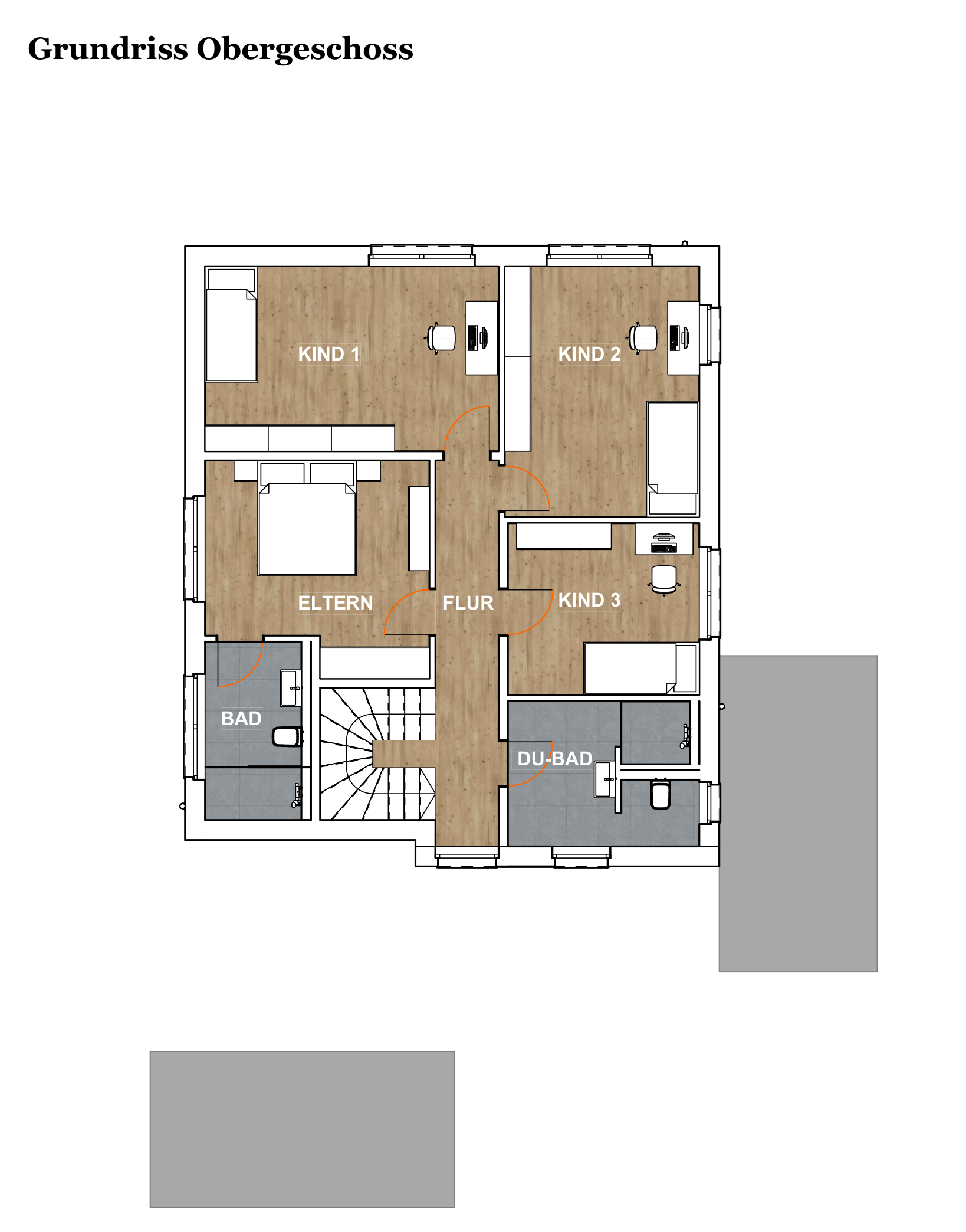 Haus 1 – Obergeschoss (ca. 91,32 m²)